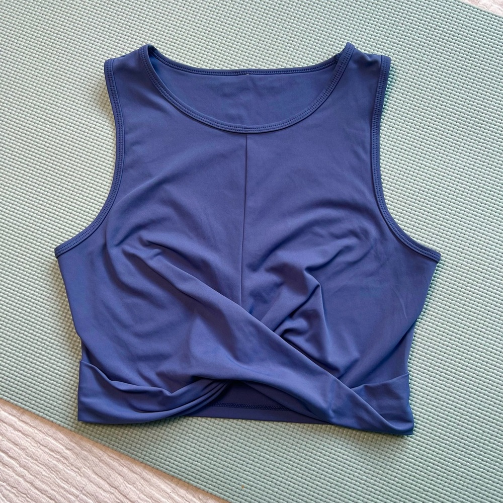90 Degrees by Reflex Blue Cropped Activewear Tank Top - Size Small
